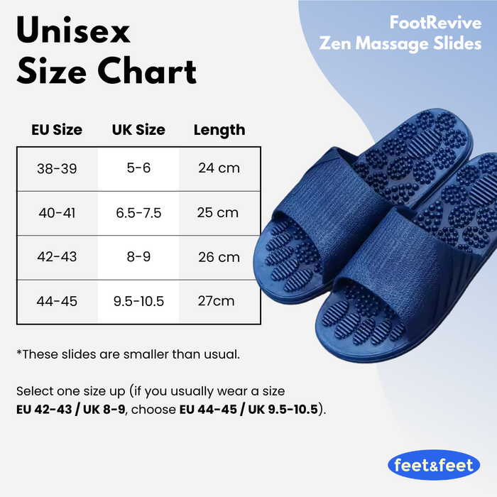 FootRevive Zen Massage Slides - Size Chart