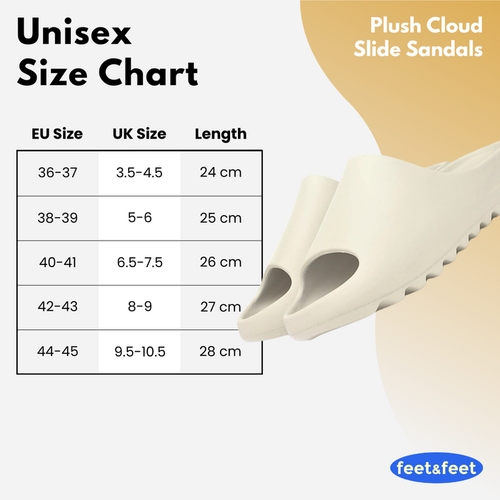 Plush Cloud Slide Sandals - Size Chart