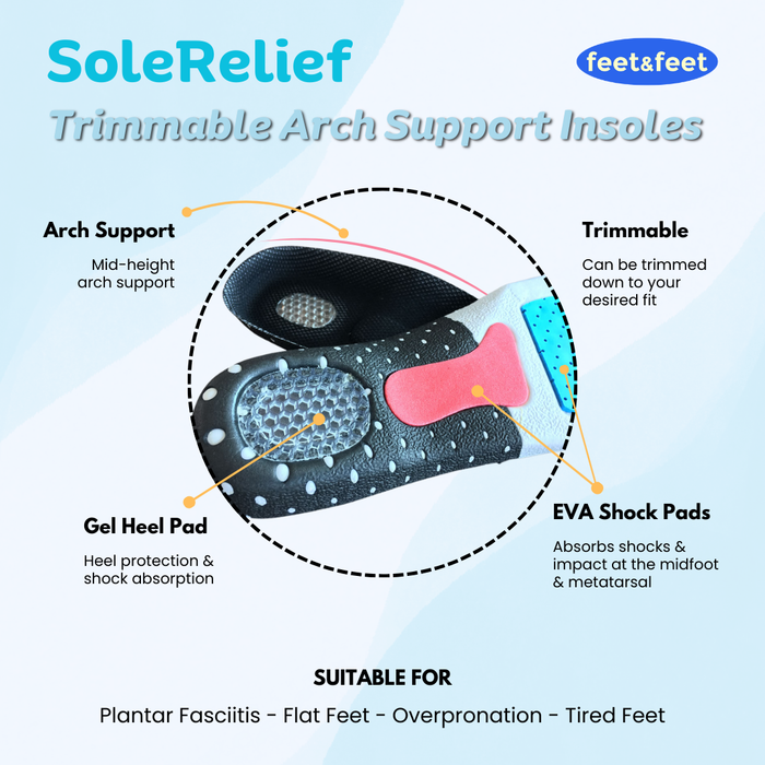 SoleRelief Trimmable Arch Support Insoles - Features